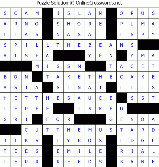 Solution for Crossword Puzzle #4289