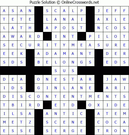 Solution for Crossword Puzzle #4290