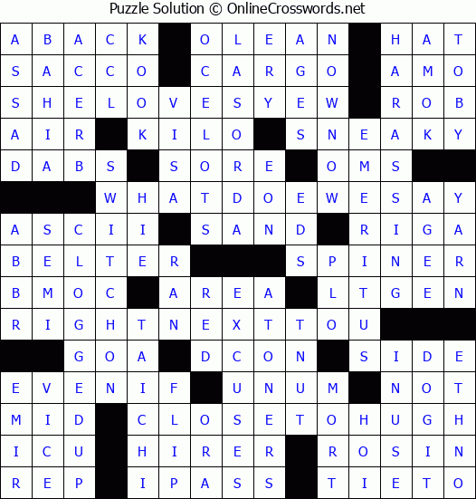 Solution for Crossword Puzzle #4292