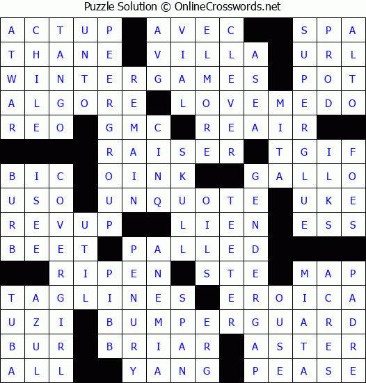 Solution for Crossword Puzzle #4295