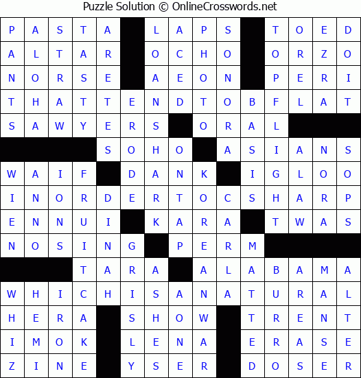 Solution for Crossword Puzzle #4296