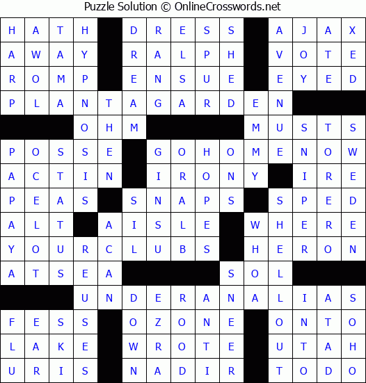 Solution for Crossword Puzzle #4298