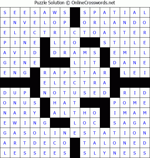 Solution for Crossword Puzzle #4299