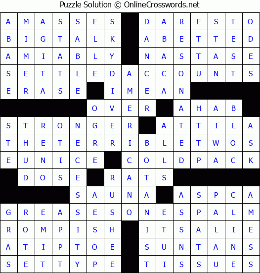 Solution for Crossword Puzzle #4301