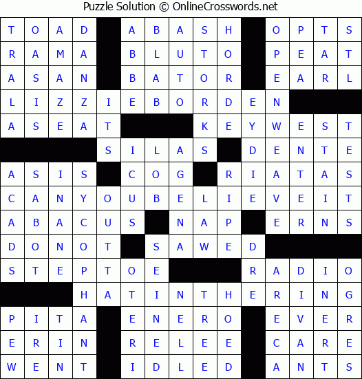 Solution for Crossword Puzzle #4304