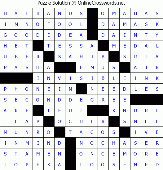 Solution for Crossword Puzzle #4307