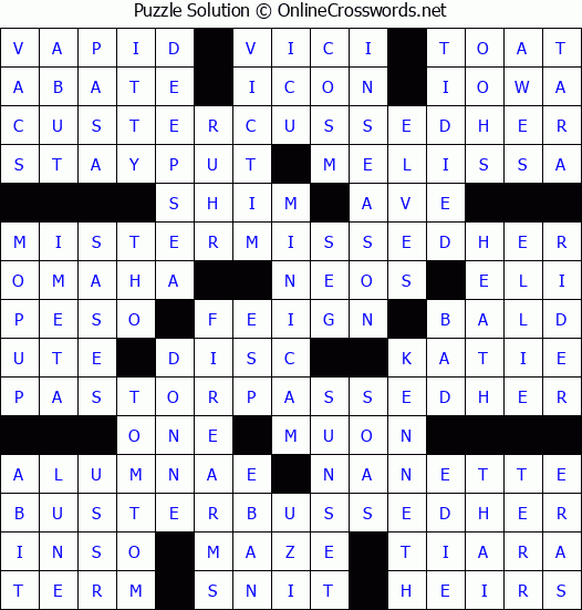 Solution for Crossword Puzzle #4308