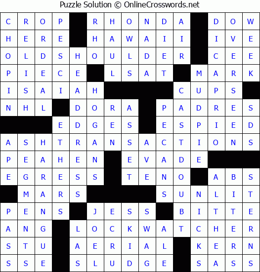 Solution for Crossword Puzzle #4309