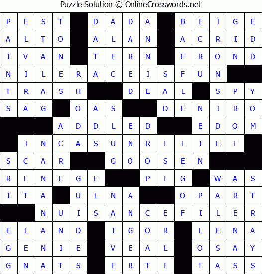 Solution for Crossword Puzzle #4310