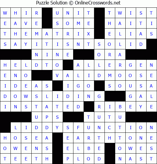 Solution for Crossword Puzzle #4312