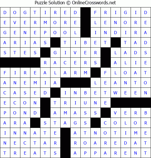 Solution for Crossword Puzzle #4313