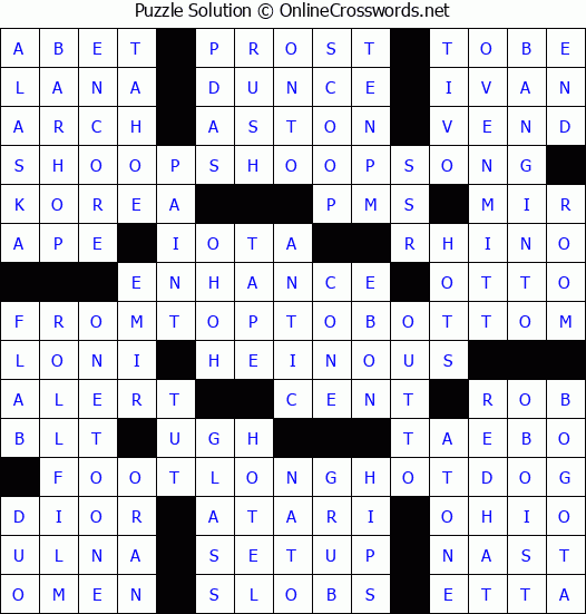 Solution for Crossword Puzzle #4314