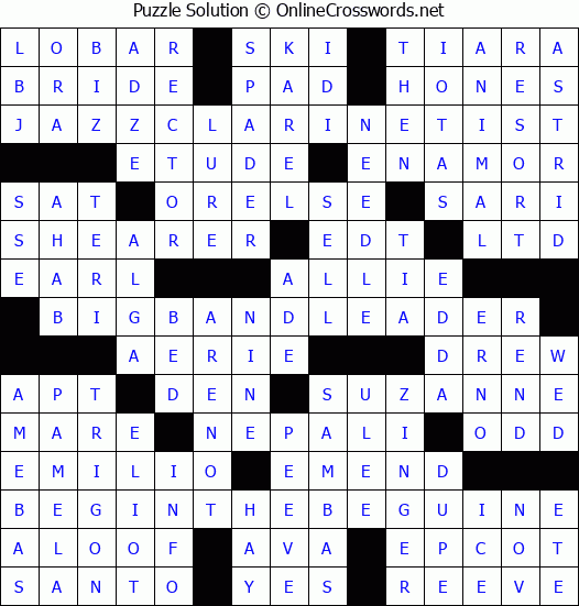 Solution for Crossword Puzzle #4315