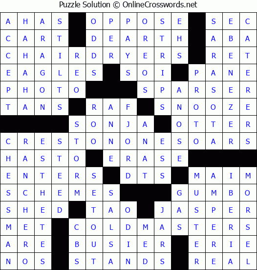Solution for Crossword Puzzle #4316