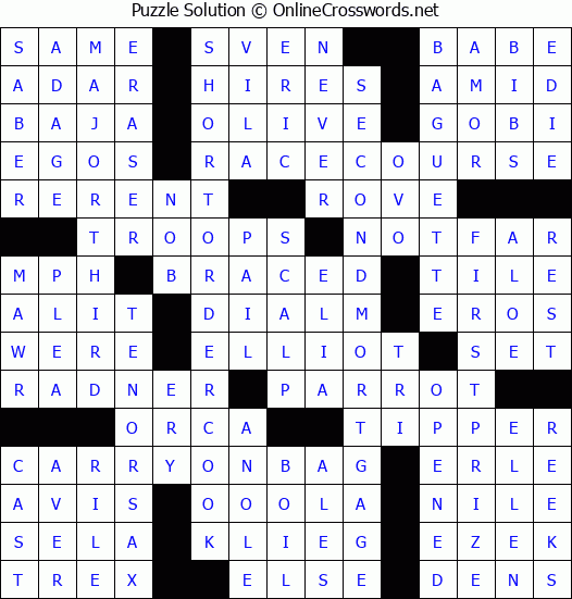 Solution for Crossword Puzzle #4318