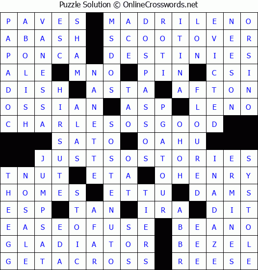 Solution for Crossword Puzzle #4319