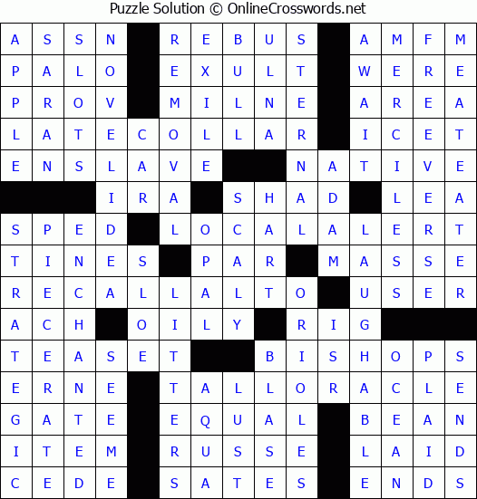 Solution for Crossword Puzzle #4320