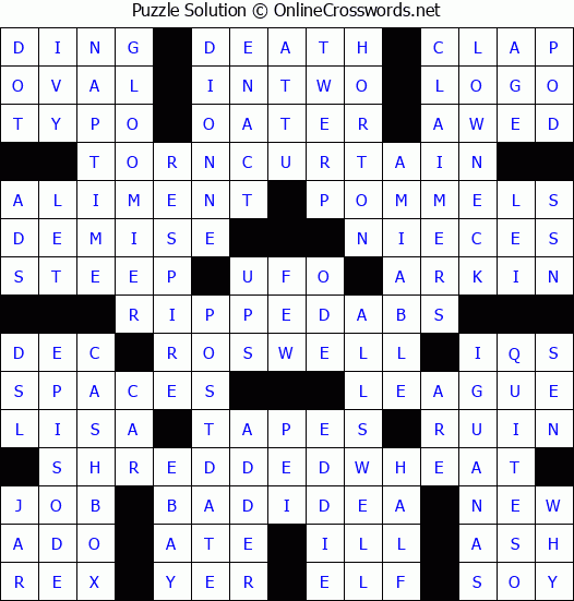 Solution for Crossword Puzzle #4321