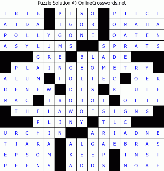 Solution for Crossword Puzzle #4322