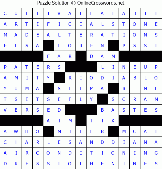 Solution for Crossword Puzzle #4325
