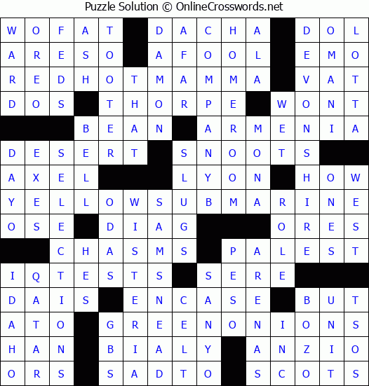 Solution for Crossword Puzzle #4327