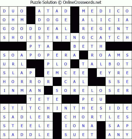 Solution for Crossword Puzzle #4328