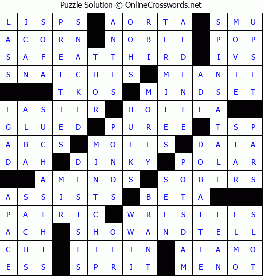 Solution for Crossword Puzzle #4329
