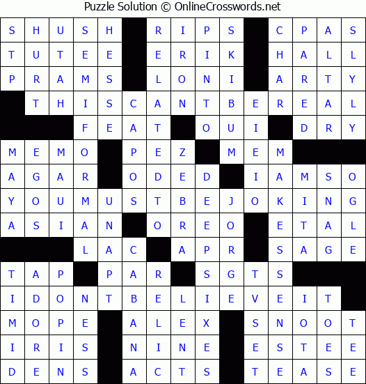 Solution for Crossword Puzzle #4330
