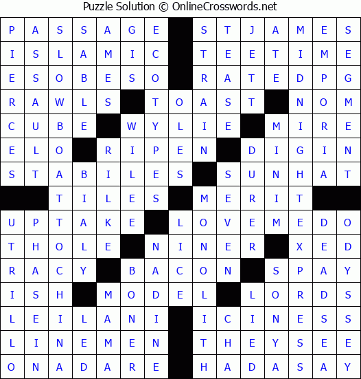 Solution for Crossword Puzzle #4331