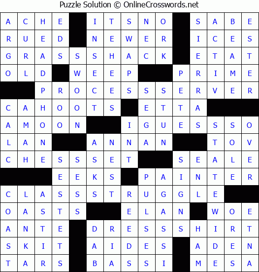 Solution for Crossword Puzzle #4334