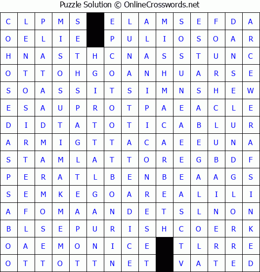 Solution for Crossword Puzzle #4339