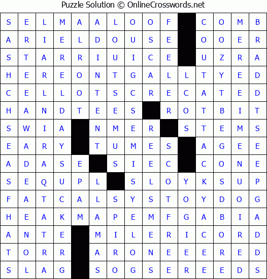Solution for Crossword Puzzle #4341