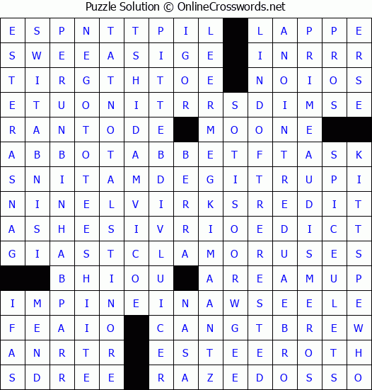 Solution for Crossword Puzzle #4344