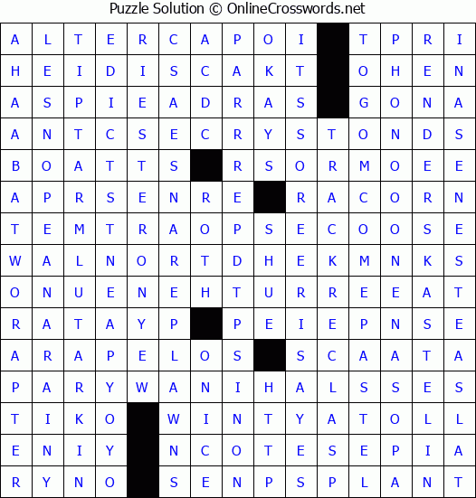 Solution for Crossword Puzzle #4357