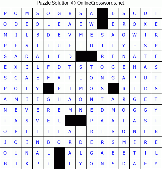 Solution for Crossword Puzzle #4364