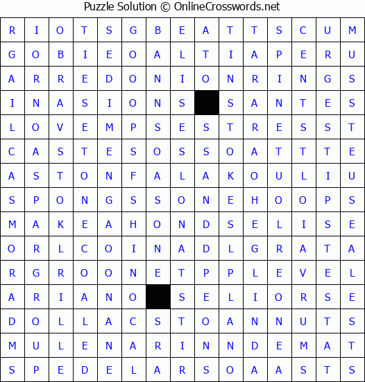 Solution for Crossword Puzzle #4367