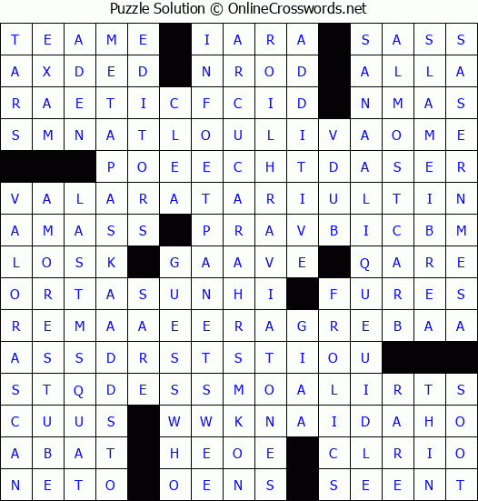 Solution for Crossword Puzzle #4375
