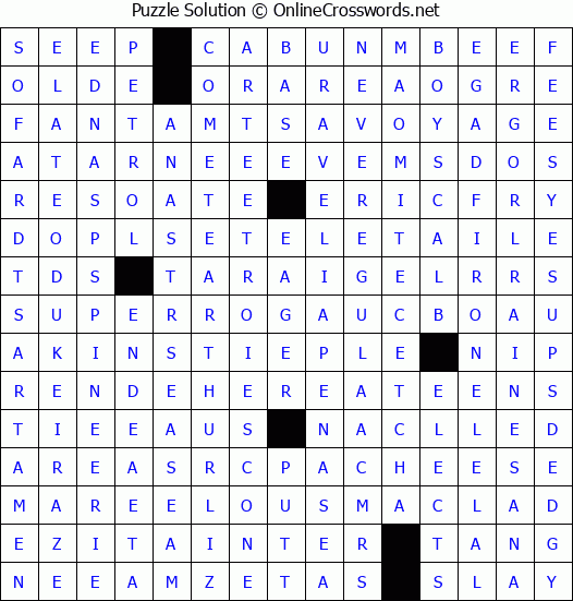 Solution for Crossword Puzzle #4381