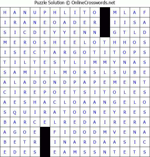 Solution for Crossword Puzzle #4382