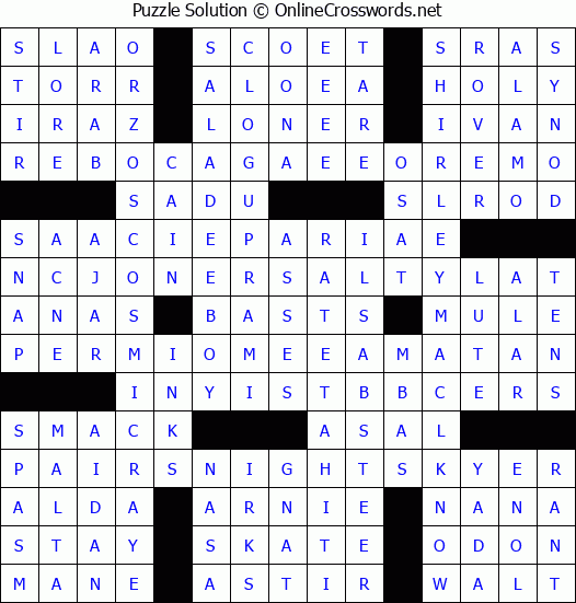 Solution for Crossword Puzzle #4384