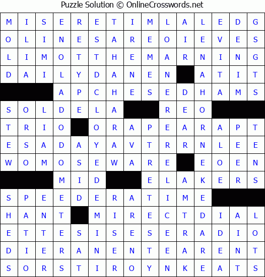 Solution for Crossword Puzzle #4387