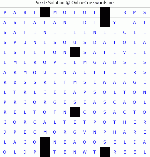 Solution for Crossword Puzzle #4394
