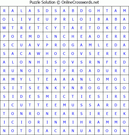 Solution for Crossword Puzzle #4397