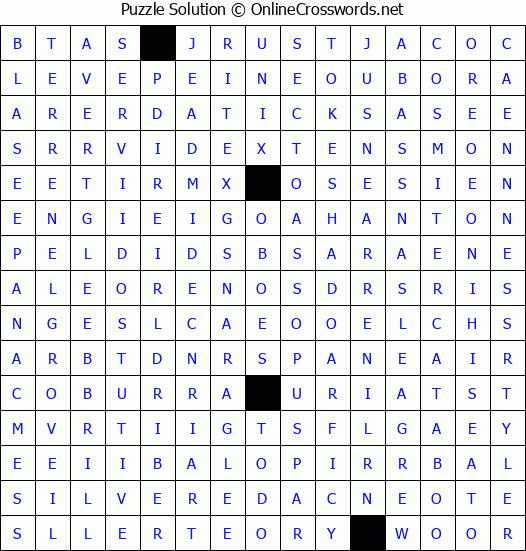 Solution for Crossword Puzzle #4399