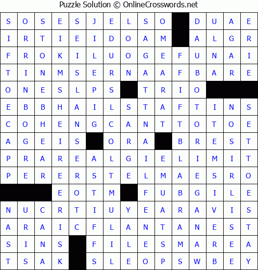 Solution for Crossword Puzzle #4401