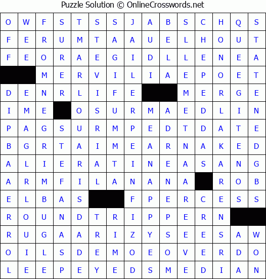 Solution for Crossword Puzzle #4402