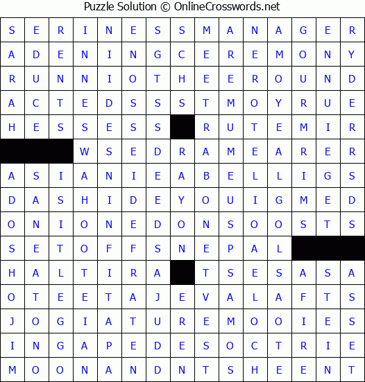 Solution for Crossword Puzzle #4403