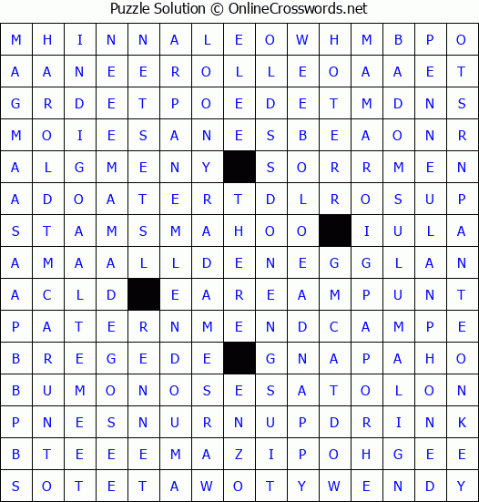 Solution for Crossword Puzzle #4405