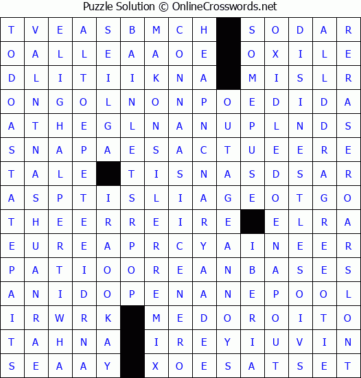 Solution for Crossword Puzzle #4407