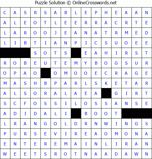 Solution for Crossword Puzzle #4408